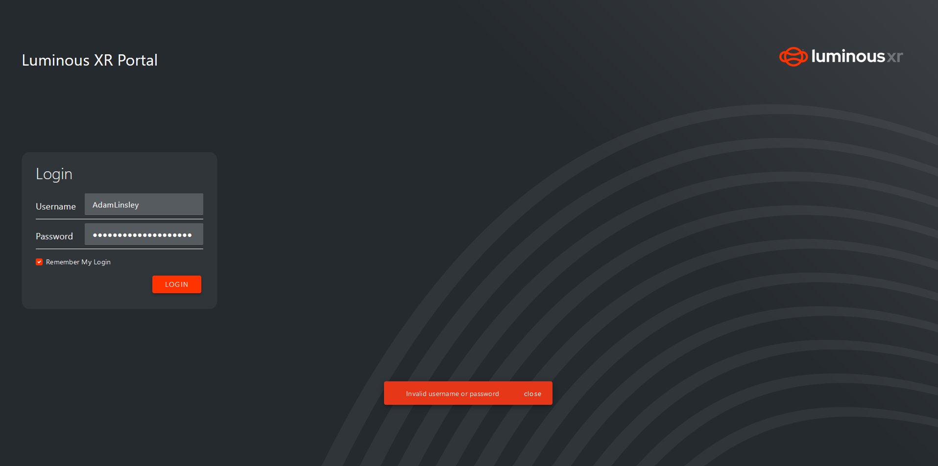 Login page - Invalid login.png